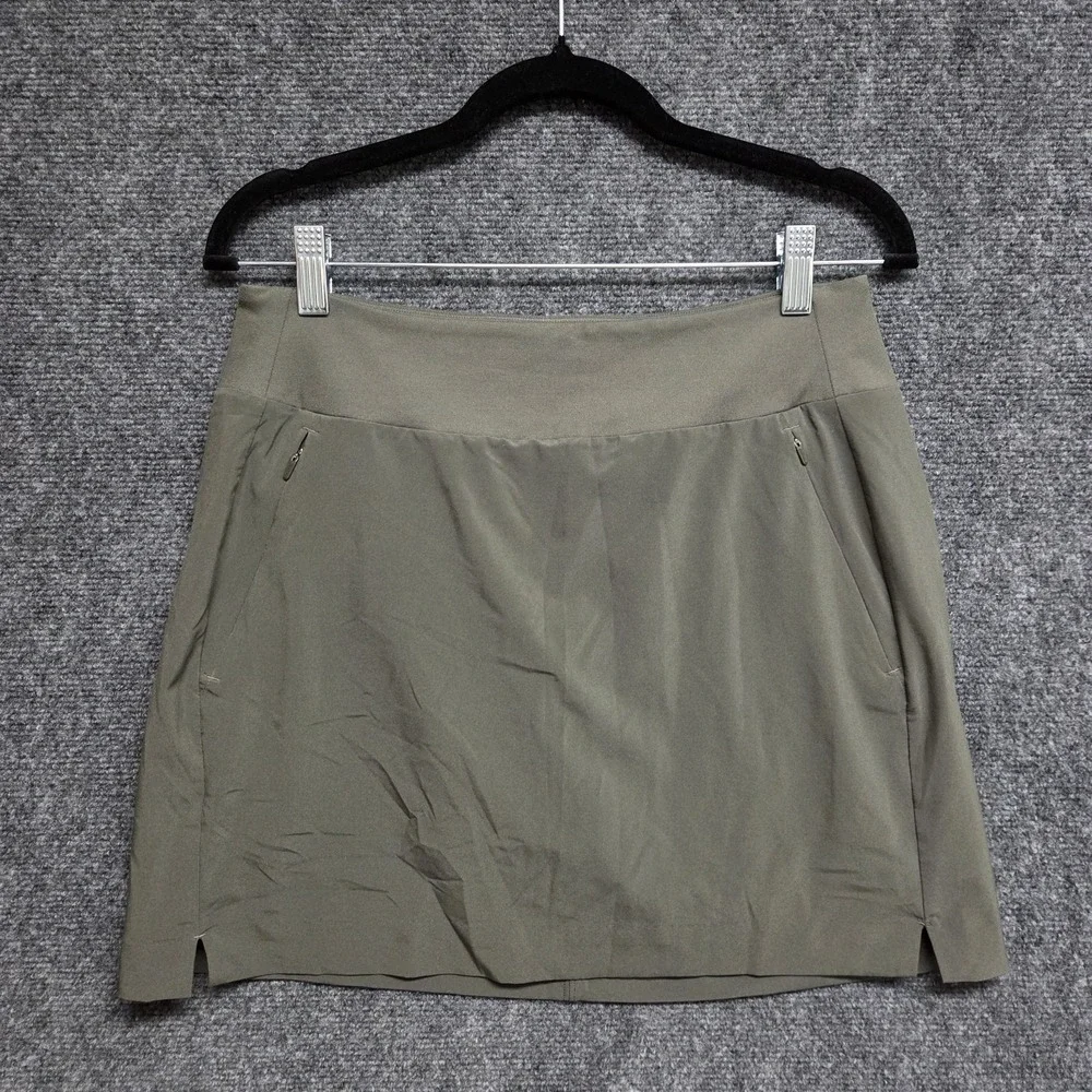 Athleta Soho Skort Womens 8 Green Skirt Shorts Pockets Side Slits Elastic Waist
